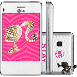 Celular LG Barbie T375 Dual Chip Desbloqueado Branco Câmera 2MP Wi-Fi Memória Interna 50MB Cartão de Memória 2GB