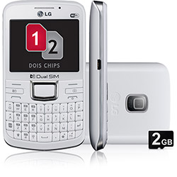 Celular LG C199 Desbloqueado Oi Branco Dual Chip Câmera 2.0MP Wi-Fi Memória Interna 50MB e Cartão 2GB