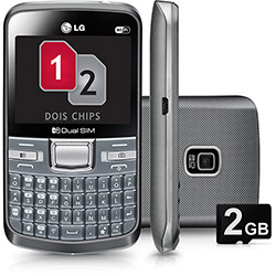 Celular LG C199 Desbloqueado Oi Cinza Dual Chip Câmera 2.0MP Wi-Fi Memória Interna 50MB e Cartão Micro SD 2GB