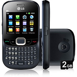 Celular LG C365 Desbloqueado Claro - Preto / Azul, Câmera 2MP, Wi-Fi, Memória Interna 78 MB e Cartão de Memória 2GB