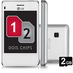 Celular LG T375 Desbloqueado Tim Branco Dual Chip Câmera de 2.0MP Wi-Fi Memória Interna 50MB e Cartão 2GB