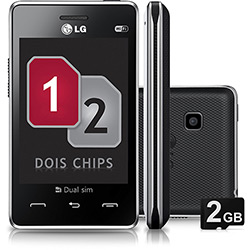 Celular LG T375 Desbloqueado TIM, Preto, Dual Chip, Câmera 2.0MP, Wi-Fi, Memória Interna 50MB e Cartão 2GB