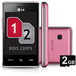 Celular LG T375 Desbloqueado Tim Rosa Dual Chip Câmera de 2.0MP Wi-Fi Memória Interna 50MB e Cartão 2GB