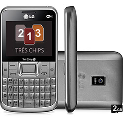 Celular LG Tri Chip C333 Desbloqueado Oi Prata GSM Tela 2,3" Teclado Qwerty Câmera de 3.2MP Wi-Fi Memória Interna de 78.4 MB Expansível Até 8GB + Cartão de 2GB