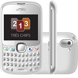 Celular MEU SN66 Desbloqueado Tri Chip Branco/Cinza - Câmera de 1.3MP, MP3, Bluetooth, Rádio FM, Viva Voz
