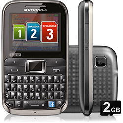 Celular Motorola Desbloqueado Tim EX117 Motokey Preto Cromo, Tri Chip, Câmera 2MP, Cartão de Memória 2GB