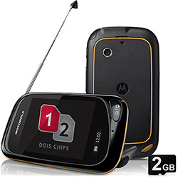 Celular Motorola EX139 MotoTV 2 Desbloqueado, Preto, Dual Chip, Câmera 2MP, Memória Interna 50MB e Cartão de Memória de 2GB