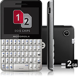 Celular Motorola Motokey XT EX119 Desbloqueado, Branco / Preto, Dual Chip, Câmera 3MP, Wi-Fi, Memória Interna 50MB e Cartão de Memória 2GB