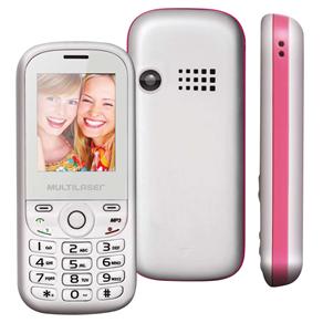 Celular Multilaser UP P3293 Branco/Rosa com Dual Chip, Tela 1.8", Câmera, Bluetooth, Rádio FM e MP3
