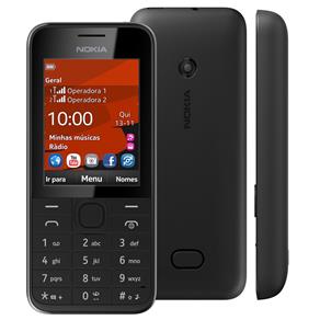 Celular Nokia 208 Preto com Dual Chip, Câmera 1,3MP, 3G, Bluetooth, Rádio FM, MP3 e Fone de Ouvido