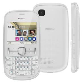 Celular Nokia Asha 200 Branco C/ Dual Chip,Teclado QWERTY, Câmera 2MP, Bluetooth, Rádio FM/MP3, Fone de Ouvido e Cartão 2GB