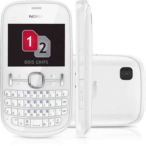 Celular Nokia Asha 200 Desbloqueado Oi. Branco. Dual Chip. Câmera de 2.0MP. Memória Interna 10MB e Cartão 2GB