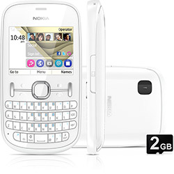 Celular Nokia Asha 201 Desbloqueado Tim, Branco, Câmera de 2MP, Memória Interna 10MB