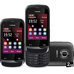 Tudo sobre 'Celular Nokia C2-02, GSM, Preto, Display Touchscreen de 2,6", Câmera 2.0 MP, Acesso as Redes Sociais, Bluetooth, Rádio FM, MP3 Player, Cartão de 2GB'
