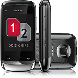 Celular Nokia C2-06 Desbloqueado Oi, Grafite, Dual Chip, Tela Touchscreen 2.6", Câmera 2.0MP, MP3 Player, Rádio FM, Bluetooth e Cartão 2GB
