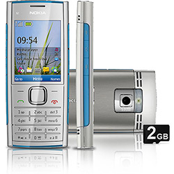 Tudo sobre 'Celular Nokia X2 Prata / Azul - Câmera 5MP C/ Zoom 4x e Flash LED, Filmadora, MP3 Player, Rádio FM, Bluetooth Estéreo, Viva-Voz, Fone, Cabo de Dados e Cartão de Memória 2GB'