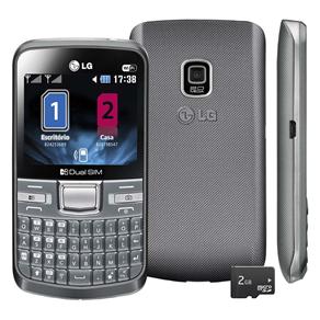 Celular o Tim LG C199 com Acesso Ás Redes Sociais, Dual Chip, Câmera 2MP, FM, MP3, Teclado Qwerty, Bluetooth, Wi-Fi, Fone e Cartão 2GB