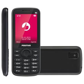 Celular Positivo P30 Preto com Tela 2.4", Dual Chip, Câmera VGA, Bluetooth, Rádio FM, MP3 e Fone de Ouvido