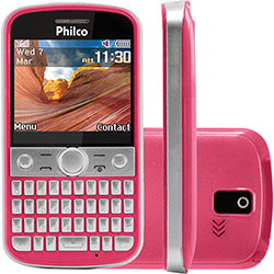 Celular Quadri Chip Philco Phone 230 Desbloqueado Rosa Câmera 1.3 MP MP3 Player Rádio FM Wi Fi Memória Interna 128MB TV