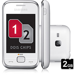 Celular Samsung C3312 Desbloqueado Branco, Dual Chip, Câmera 1.3MP, Cartão de Memória 2GB