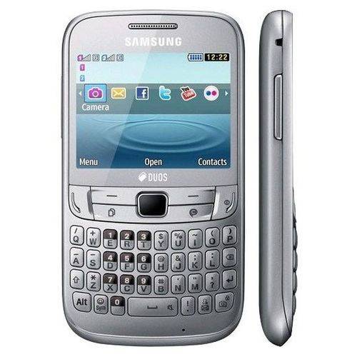 Celular Samsung Ch@t 357 Duos Prata, Teclado Qwerty, Dual Chip, Camera 2mp, Wi-fi, Bluetooth, Mp3, R