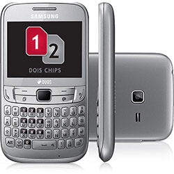 Celular Samsung Ch@t 357 GSM Desbloqueado Cinza Dual Chip - Câmera de 2.0MP, Wi-Fi, Tela de 2.4" Teclado Qwerty, MP3 Player, Rádio FM, Bluetooth