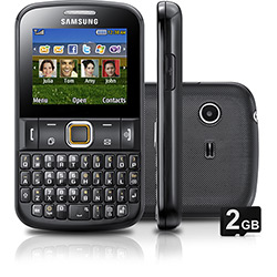 Celular Samsung Ch@t 222 Desbloqueado Claro, Preto - Câmera VGA, Memória Interna 45MB e Cartão de Memória 2GB
