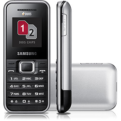 Celular Samsung E1182 Duos Basic Desbloqueado, Prata Duos, Dual Chip, Memória Interna 9MB