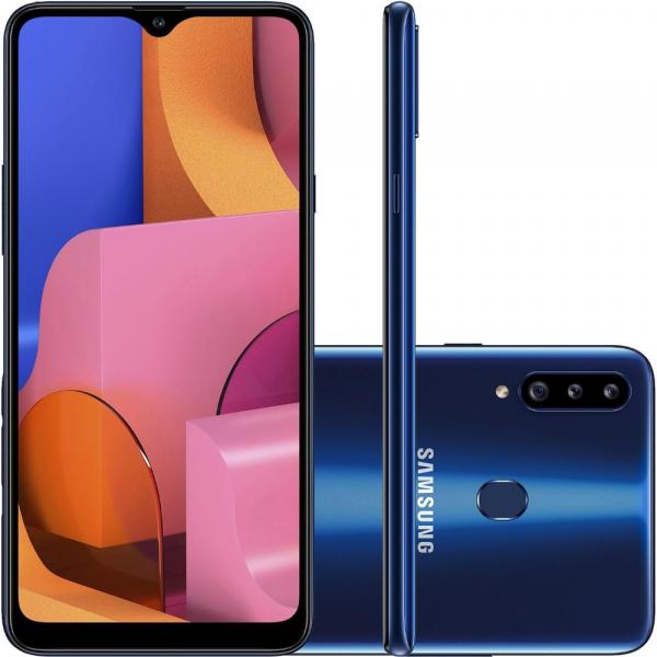 Celular Samsung Galaxy A20s Azul 32GB Câmera Tripla 13MP + 5MP + 8MP