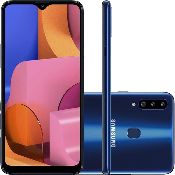 Celular Samsung Galaxy A20s Azul 3GB 32GB Câmera Tripla 13MP + 5MP + 8MP