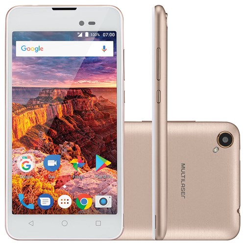 Celular Smartphone Ms50l 3G Tela 5 8Gb Android 7.0 Dourado/Branco Nb707