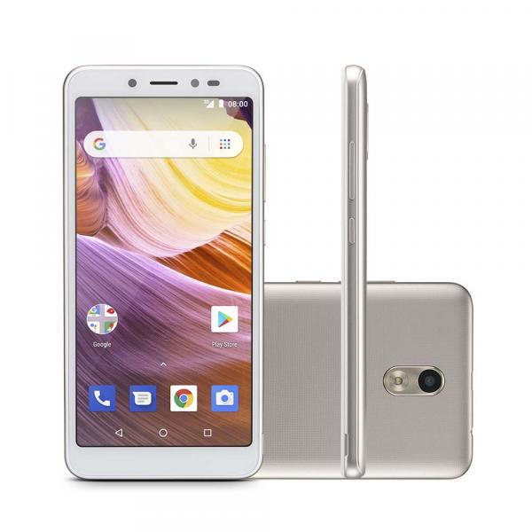 Celular Smartphone Multilaser 3G Quad Core 5,5” 8GB 8MP Android 8.1 MS50G NB731 Branco/Dourado