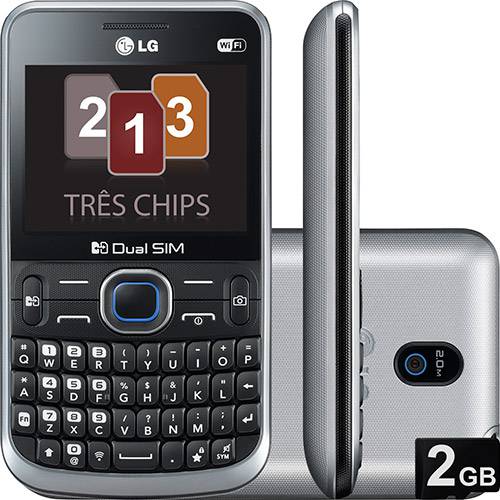 Celular Tri Chip LG Desbloqueado Preto Câmera 2MP 2G Wi Fi Memória Interna 1GB Cartão 2GB