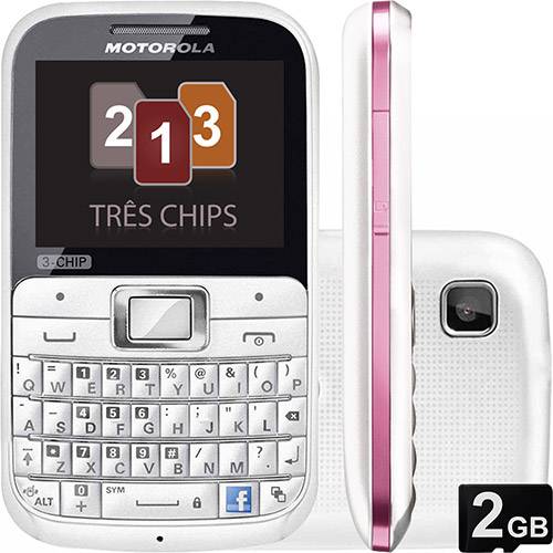 Celular Tri-Chip Motorola EX117 Motokey Desbloqueado Tim Rosa Câmera 2MP Cartão de Memória de 2 Gb