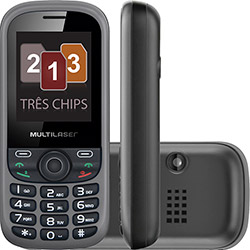 Celular Tri Chip Multilaser Up Preto Desbloqueado Câmera 1.3MP e Memória Interna 16MB