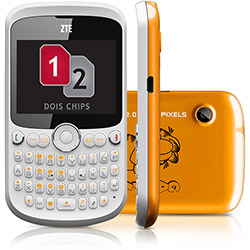 Celular ZTE R260 Garfield Desbloqueado, Branco / Laranja, Dual Chip, Câmera 2.0MP, Wi-Fi e Memória Interna 20MB