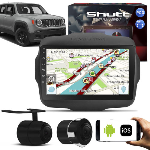 Central Multimídia Jeep Renegade Pcd 15 a 19 Android 9" Touch Bt Gps Wifi Shutt + Câmera Ré Colorida