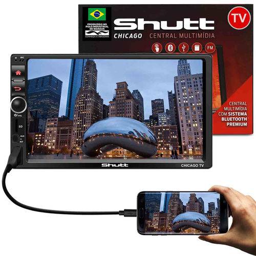 Central Multimídia Shutt Chicago Tv 7 Pol 2 Din Touch Usb Espelhamento Tv Digital Android Bluetooth