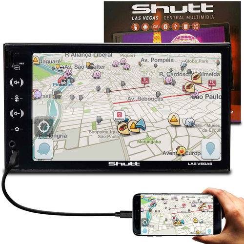 Central Multimídia Shutt Las Vegas 2 Din Touch Screen Bluetooth Sd Usb Espelhamento Android Ios