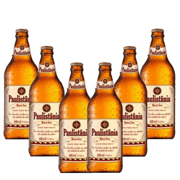 Cerveja Artesanal Paulistania Lager Marco Zero 600ml 6 Unid