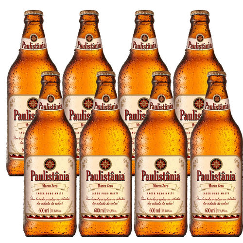 Cerveja Artesanal Paulistania Lager Marco Zero 600ml 8 Un