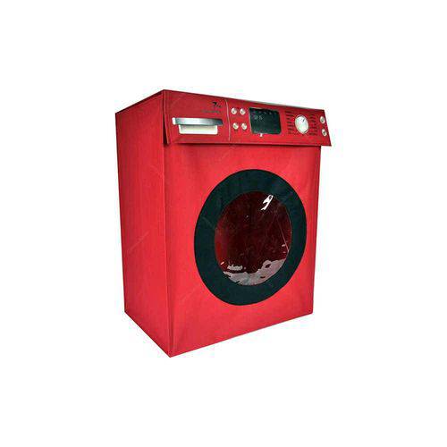 Cesto para Roupas Washing Machine Vermelho em Poliéster - Urban - 45x30 Cm