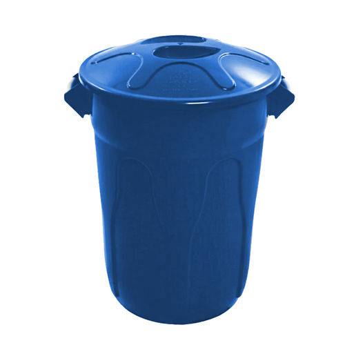Cesto Plástico com Tampa 40 L Azul