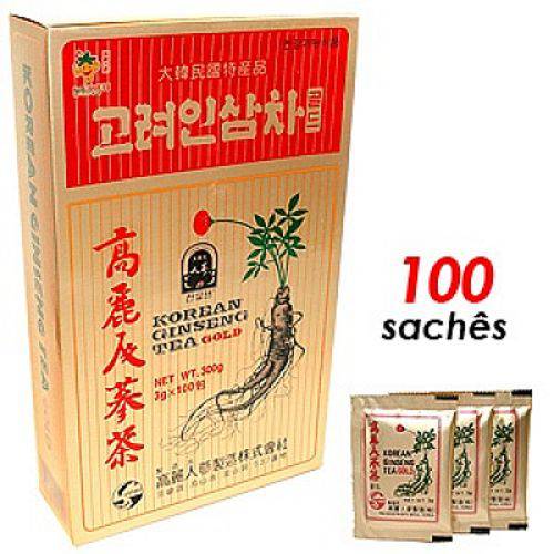 Chá Ginseng Coreano Gold - 100 Sachês de 3g - Korea Ginseng