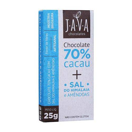 Tudo sobre 'Chocolate 70% com Sal do Himalaia e Amendoas 25g - Java Chocolates'