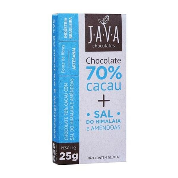 Chocolate 70 com Sal do Himalaia e Amendoas 25g - Java Chocolates
