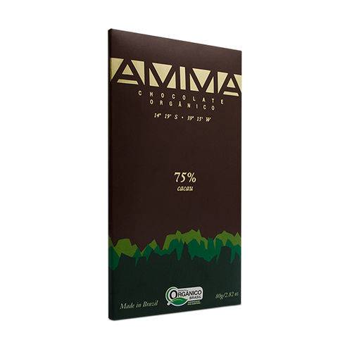 Chocolate 75% Cacau Orgânico - Amma