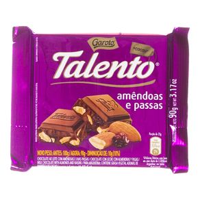 Chocolate de Amendoas e Passas Talento Garoto 90g
