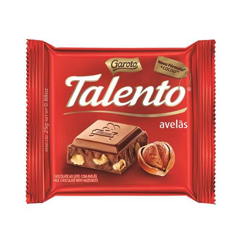 Chocolate GAROTO TALENTO ao Leite com Avelãs 25g Chocolate Talento Diet Avela 25g