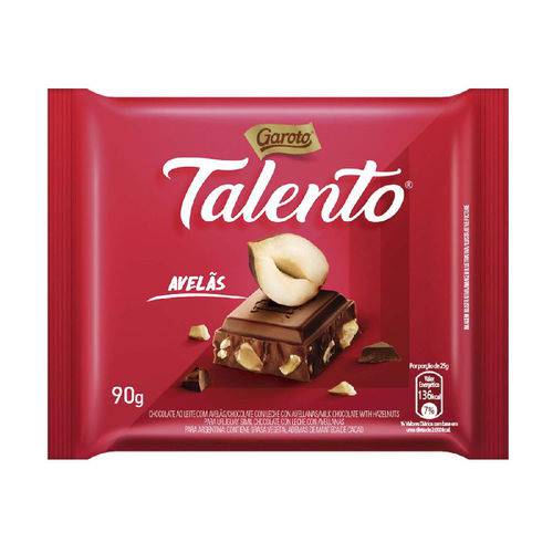 Chocolate Garoto Talento ao Leite com Avelas 90g